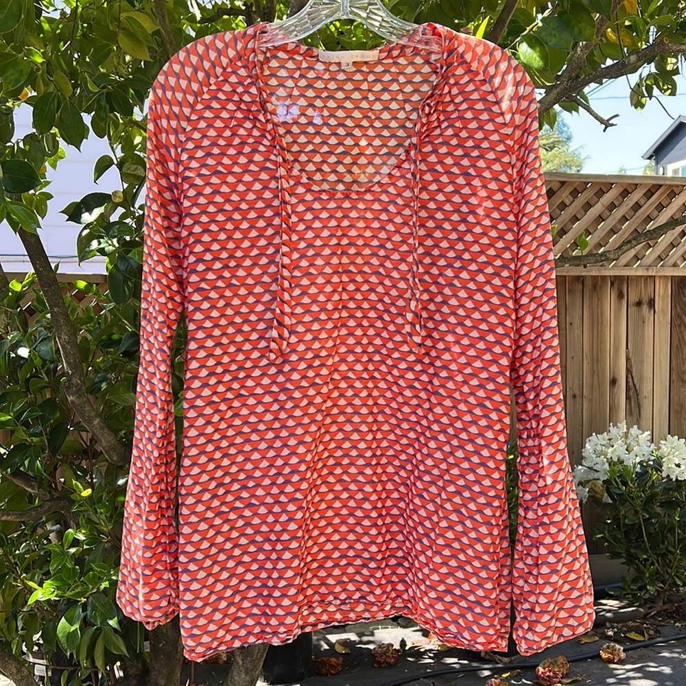Erica Tanov Charlie printed cotton blouse size 3